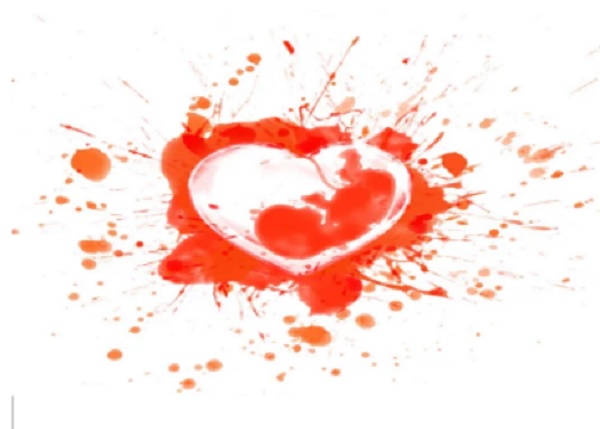 Red heart on a white background